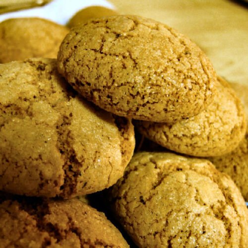 Biscotti amaretti con le mandorle armelline amare appena sfornati