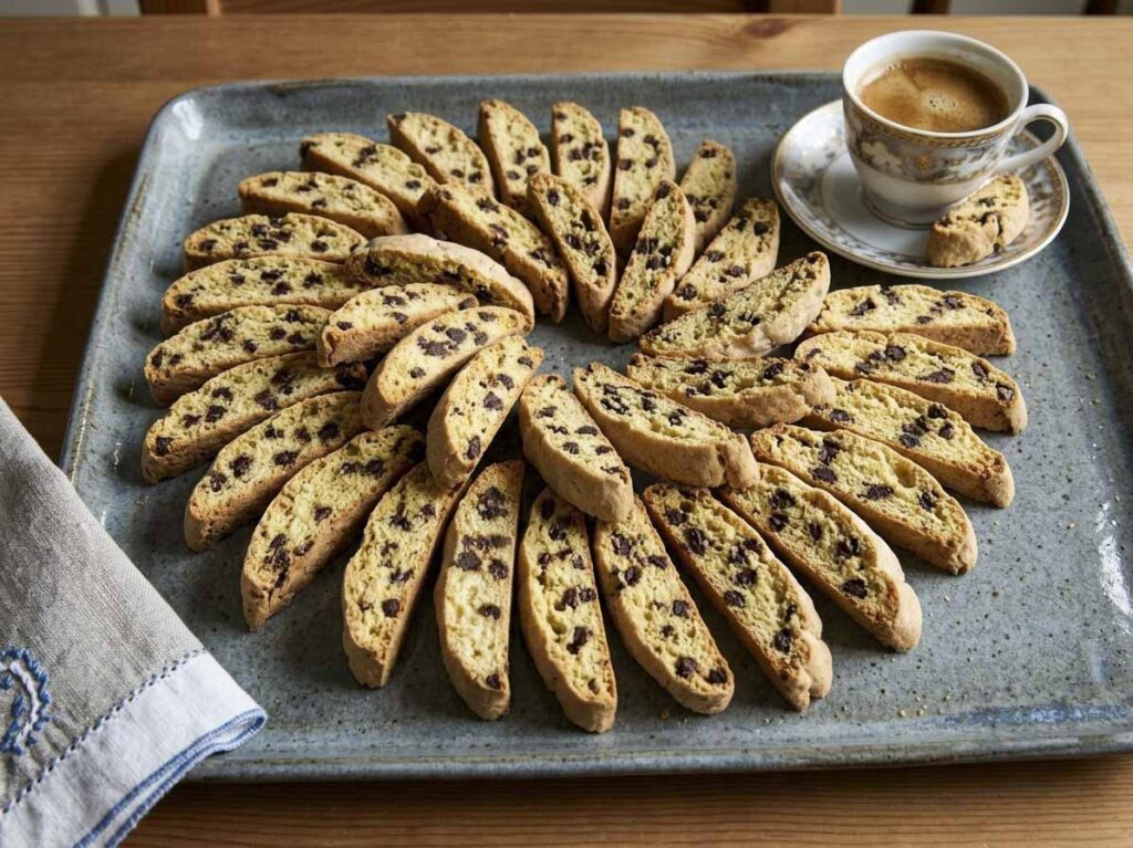 biscotti con gocce di cioccolato friabili (2)_edited Cantucci al cioccolato friabili serviti con caffè