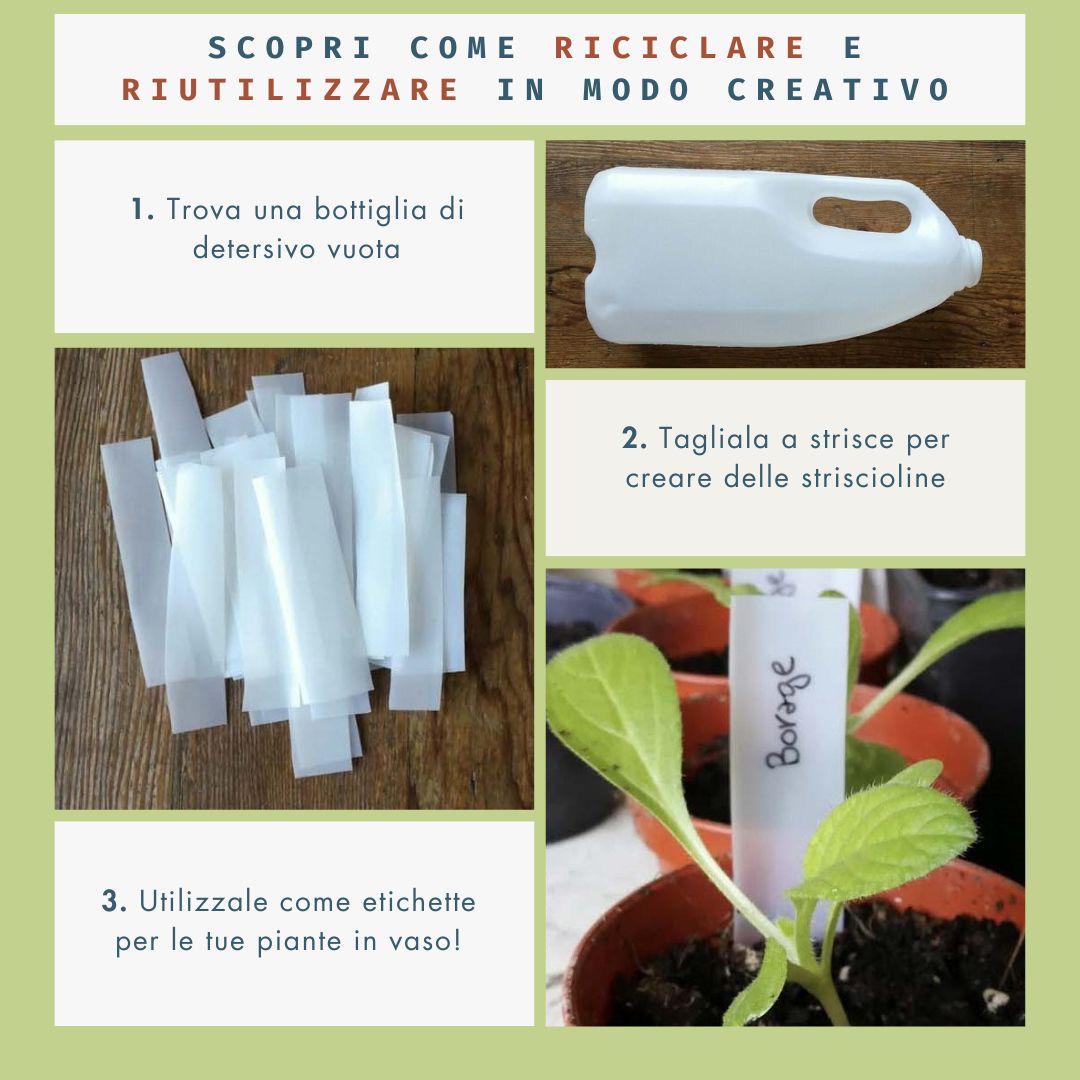 Come riciclare bottiglie di plastica per creare etichette per piante fai da te.