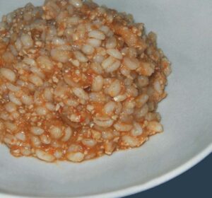Orzo perlato con ragù vegan di seitan (o okara)