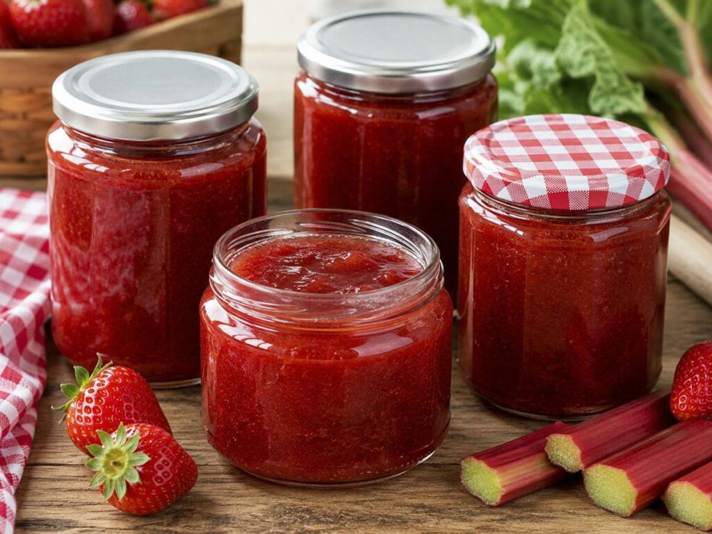 barattoli-marmellata-fragole-rabarbaro-senza-filamenti_edited barattoli di marmellata di rabarbaro e fragole