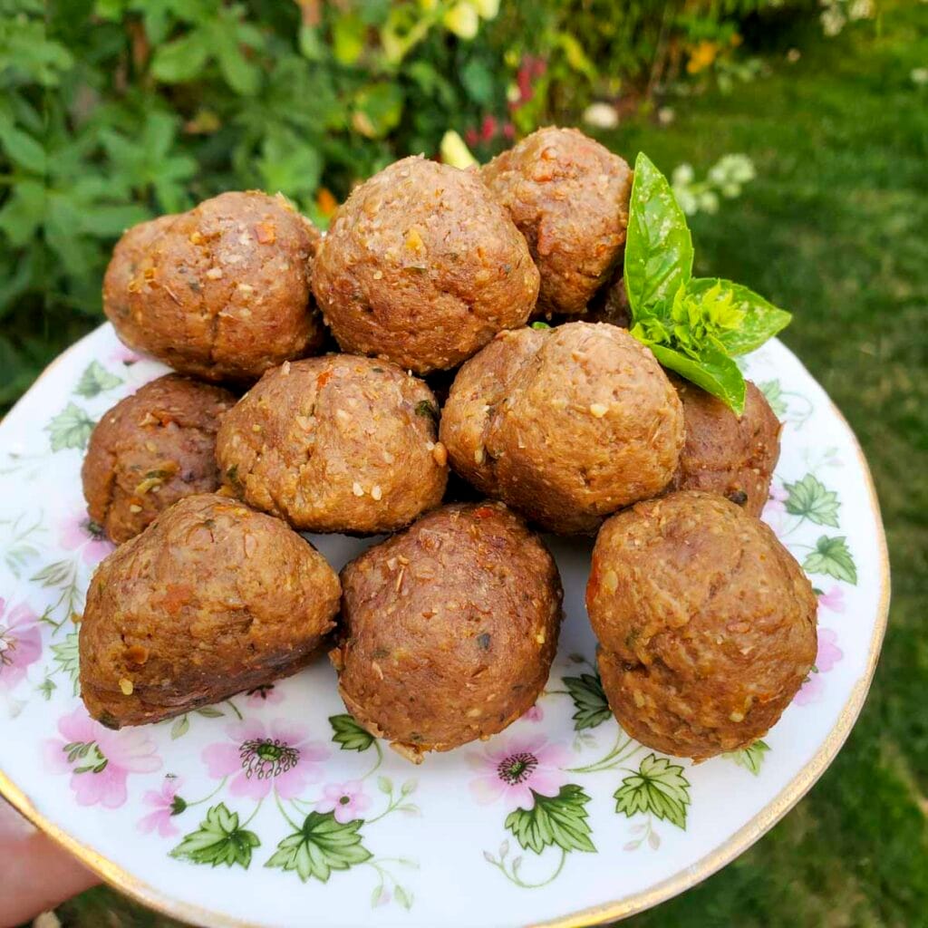polpette vegane con lenticchie e seitan servite nel piatto